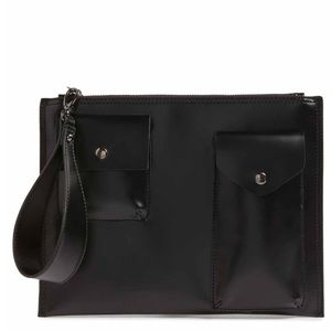 Faux leather clutch